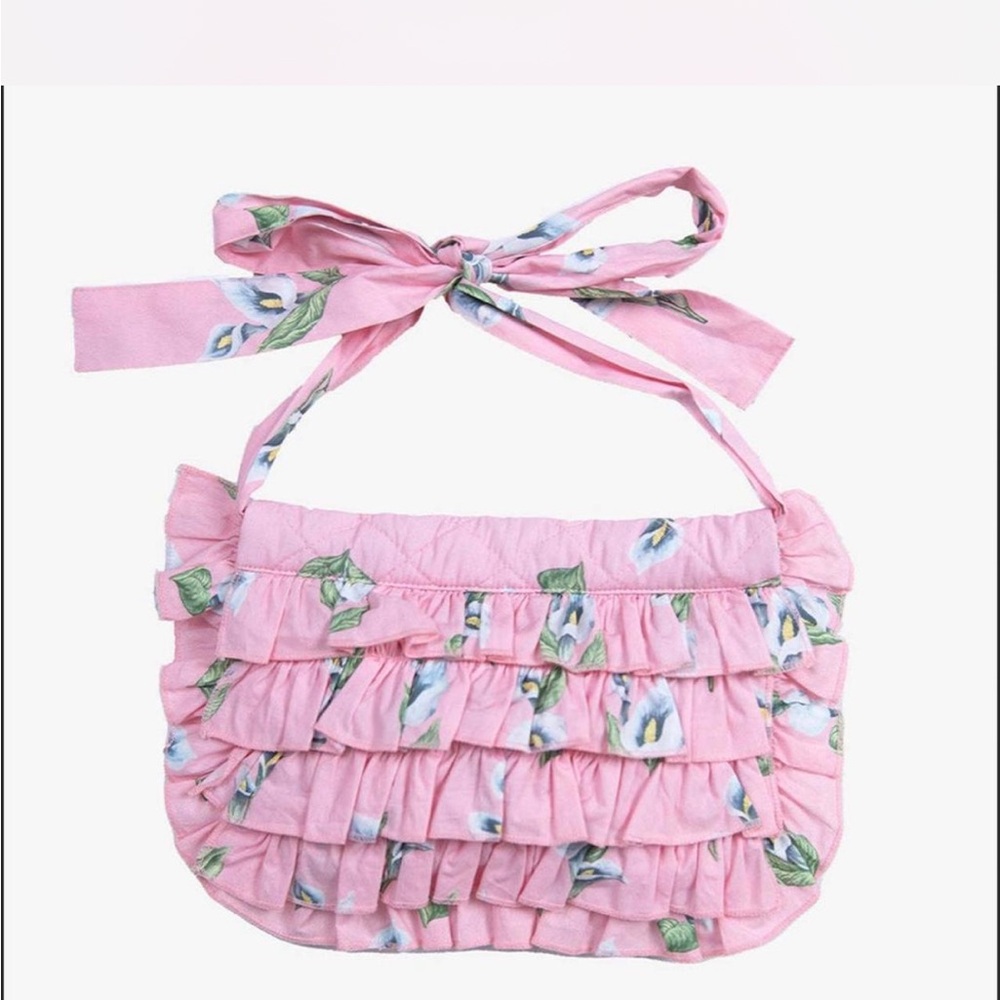 Batsheva Pink Floral Ruffle Bag